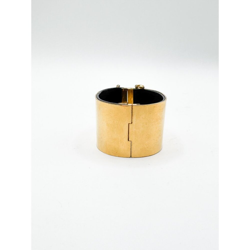 Celine Phoebe Philo Leather Manchette Hinged Bangle Bracelet Size M Italy Pouch - Picture 8 of 13
